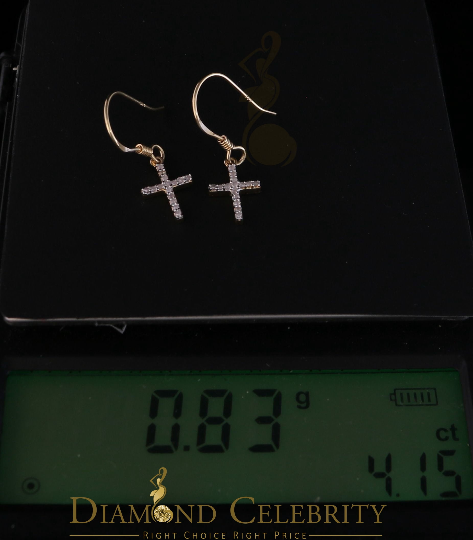Diamond Celebrity's 0.15ct Diamond 925 Sterling Silver Yellow Dangling Stud Earring For Men / Women