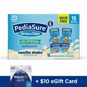 PediaSure Grow & Gain Kids� Nutritional Shake, with Protein, DHA, and Vitamins & Minerals, Vanilla, 8 fl oz, 16 Count, Buy 2 and Receive Complimentary $10 eGift Card