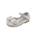 thumbnail image 2 of YMNXA Children Baby Girls Sandals Soft Sole Non Closed Toe Cute Sequin Bow Decoration Hook Loop Comfortable Fashion Shoes For Wedding Birthday Party,Silver,4.5-5 Years, 2 of 9
