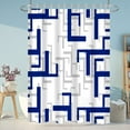 thumbnail image 1 of Geometric Lines Simple Shower Curtain Blue Art Bathroom Curtain 3D Printing Non-perforated Bathroom Curtain Curtain Hook, 1 of 6