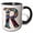 Black/White, variant on 3drose, Pretty Image of Stained Glass Monogram Letter R, 11oz Mug