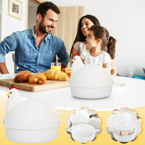 Cocinadora de huevos en forma de pollo para 4 huevos: máquina rápida de huevos duros o blandos con tapa para suministros de horno de cocina