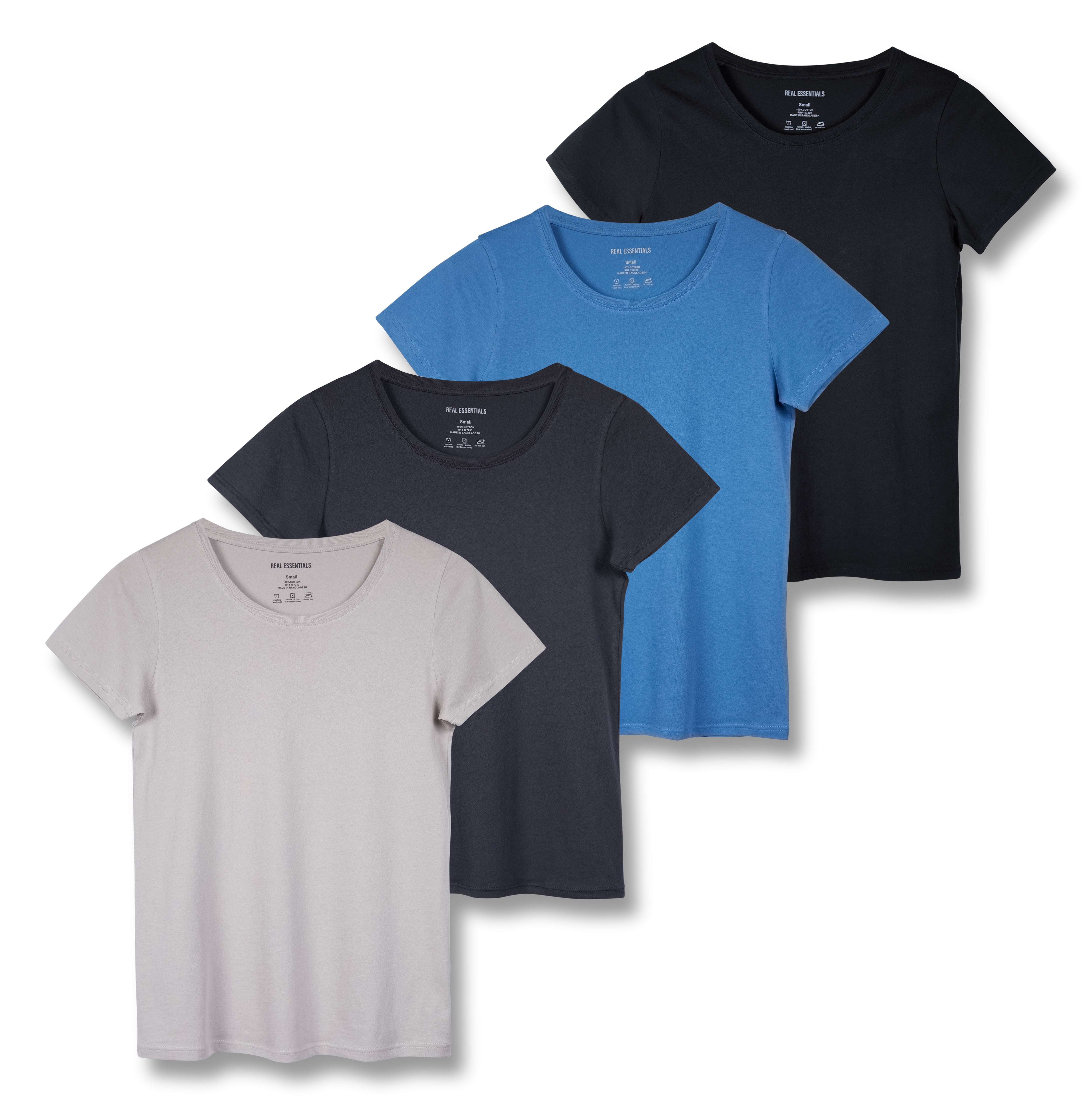 Women's 4-Pack Classic-Fit 100% Cotton Short-Sleeve Scoop Crew