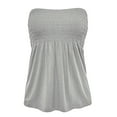 thumbnail image 1 of Women's Solid Casual Sexy Off Shoulder Tube Top Pleated Sleeveless Babydoll Shirts, 1 of 5
