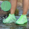thumbnail image 2 of LAICAIW Couvre-Chaussures Imperméables, Housse de Chaussure en Silicone Réutilisable Antidérapante Durable avec Fermeture Éclair Élastique Protection contre la Pluie pour Hommes Femmes (TG (Femmes 11.5-14, Hommes 11-14), Vert), 2 of 6
