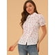 thumbnail image 3 of Blusa de algodón con volantes y cuello vuelto para mujer Rosa S, 3 of 6