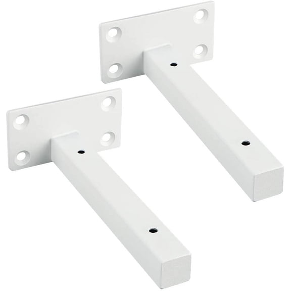 Floating Shelf Bracket, Invisible Hidden Heavy Duty Shelf Support for Hidden Wooden Shelves Wall Mounted, Metal Frost White Finish, 2 pcs