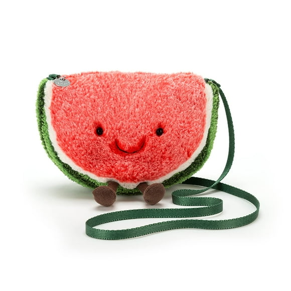 Jellycat Amuseables Watermelon Plush Bag, 8.5 inches - Crossbody and Shoulder Purse - Fun and Unique Handbag