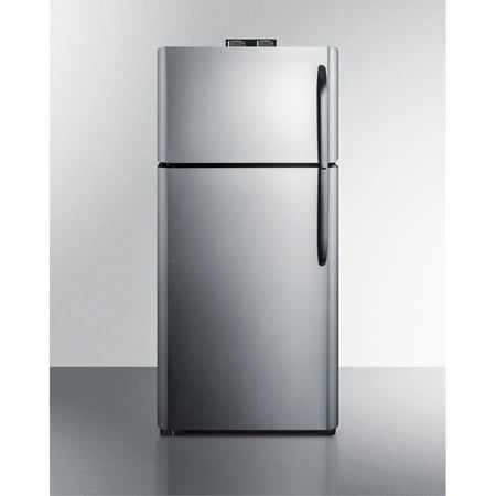 18 cu.ft. break room refrigerator-freezer with stainless look doors and NIST calibrated alarm/thermometers