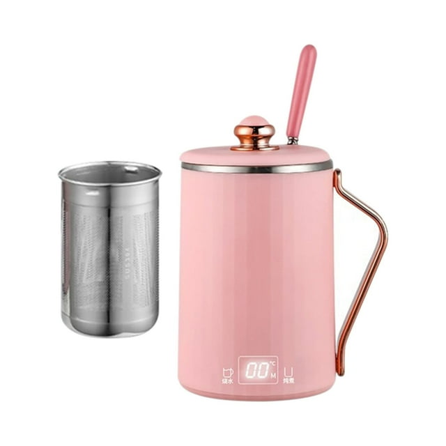 Pompotops Travel Electric Kettle 450ML Stew Cup, 7 Minutes Boil Small Slow Cooker Stainless Steel Portable Saucepan With Temperature Control, Timer For Home/Office Clearance