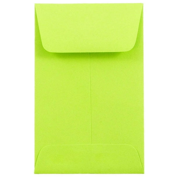 JAM 1 Coin Envelopes, 2.25x3.5, 25/Pack, Ultra Lime Green Walmart