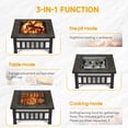 thumbnail image 4 of Lacoo 32" Patio Square Fire Pit Table for Patio Backyard BBQ, Ice Storage with Mesh Lid, Poker and Cover, Gold, 4 of 6