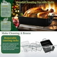 thumbnail image 6 of Roasting Pan with Racks, Small Stainless Steel Turkey Roaster with V-Shaped & Cooling Rack for Oven, 14 Inch Nonstick Deep Broiler Pan with Handles for Baking Chicken Lasagna Meat, Heavy Duty, 6 of 6