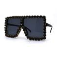 thumbnail image 2 of Large Gem Rhinestone Jewel Oversize Mob Sunglasses All Black, 2 of 4
