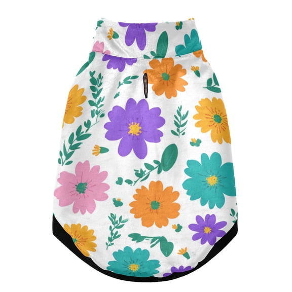 Pet Winter Coat Snow Zipper Clothing Cold Weather Dog Vest Warm Puppy Coat White Background Floral