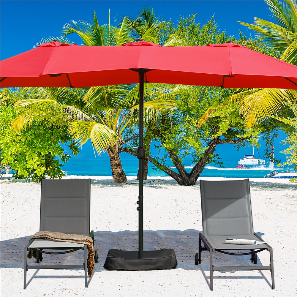 Renwick 13 Ft Outdoor Patio Parasol Umbrella with Base Stand, Red
