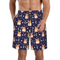 thumbnail image 2 of Uemuo Corgi Lying With Moons And Stars Pattern Men's Swim Trunks Hawaiian Beach Bathing Suit Swimsuits Beach Quick-Dry Shorts with Pockets-Small, 2 of 9