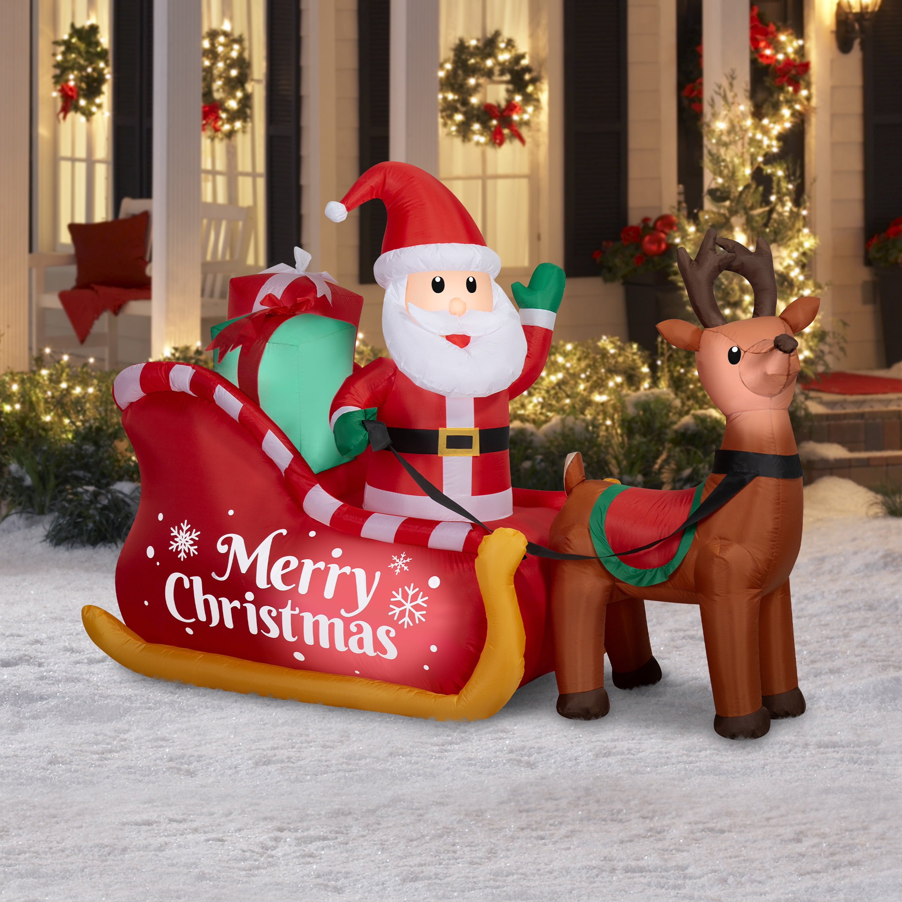 5 ft Santa’s Sleigh Christmas Airblown Yard Inflatable, Multicolor, by Holiday Time