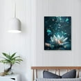 thumbnail image 4 of Nawypu  Water Lily Wall Art,Teal Butterflies Surround Water Lilies in Ocean Canvas Abstract Painting Nature Framed Artwork Ready to Hang for Bathroom Bedroom Living Room Dorm Wall Decor, 4 of 5