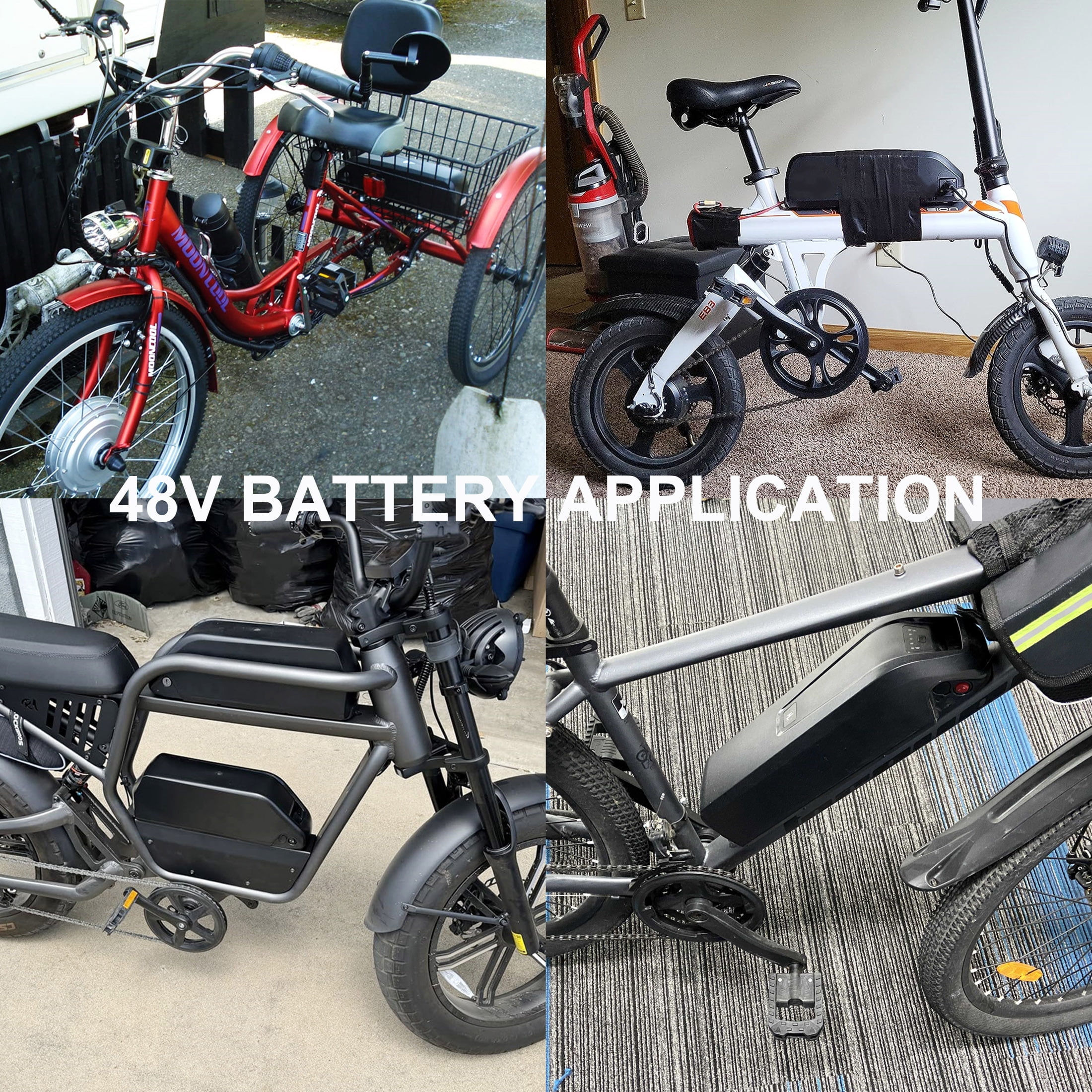 4Prong 48V 20AH Battery 40A BMS Electric Bike Battery 2000W 48V Ebike Battery for Adult Electric Scooter Motor