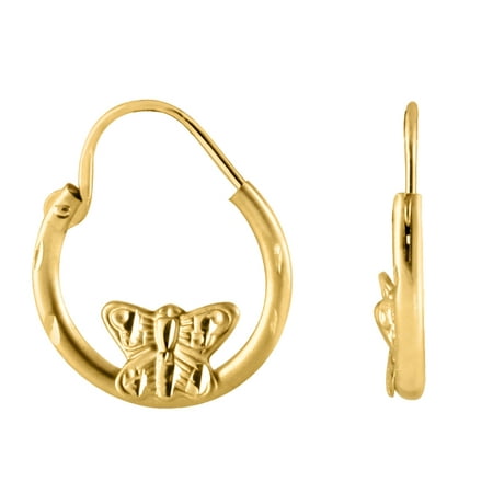 earrings sleeper hoop 14k butterfly yellow gold baby walmart