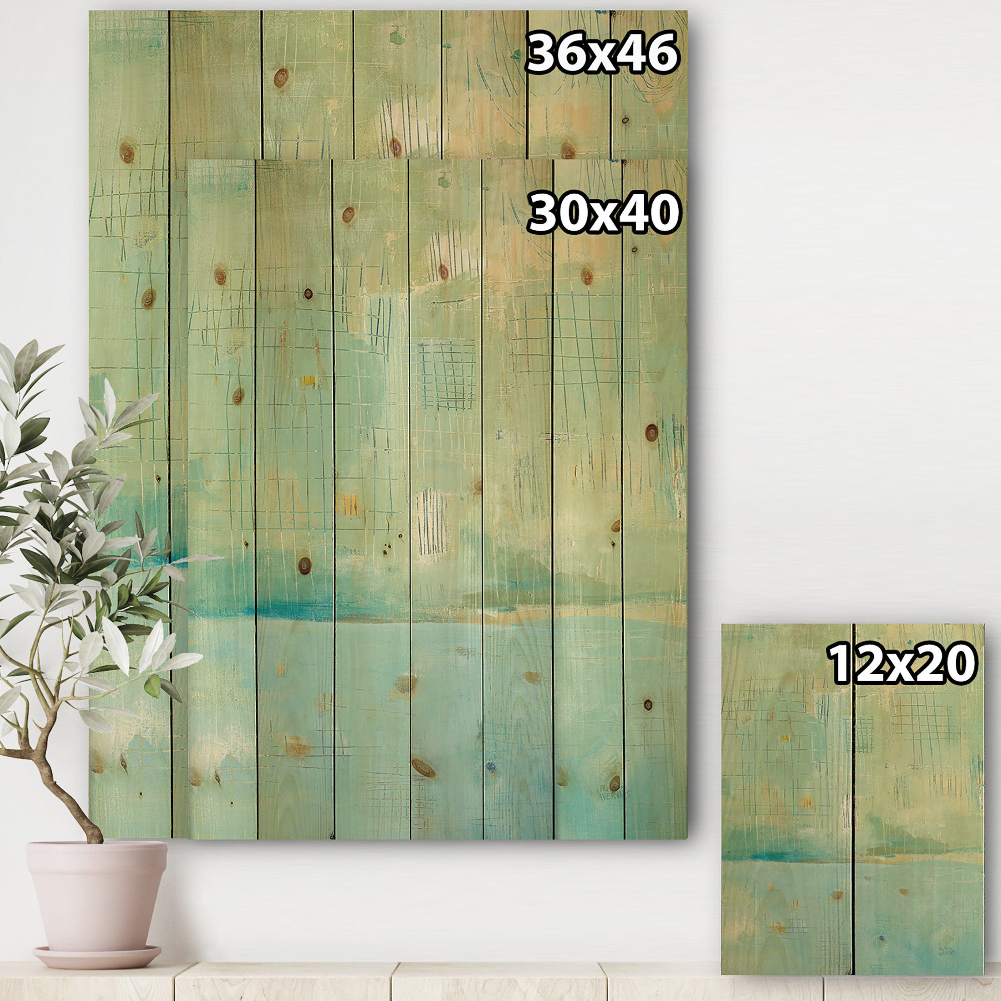 Designart 'Abstract Dreaming Of The Shore I' Nautical & Coastal Print on Natural Pine Wood