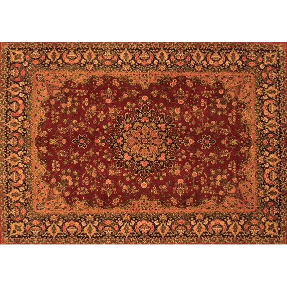Ahgly Company Indoor Rectangle Medallion Orange Traditional Area Rugs, 3' x 5'