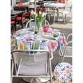 thumbnail image 5 of Outdoor Tablecloth with Umbrella Hole for Patio/Picnic/Party/Camping, Pink Flowers Waterproof Table Cloth Round Cover Washable, Spring Floral Butterfly Leaves Plants Blue Plaid (Dia 60"), 5 of 8