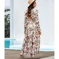 thumbnail image 5 of Womens Casual Boho Deep V Neck Long Sleeve Long Dress S, 5 of 7