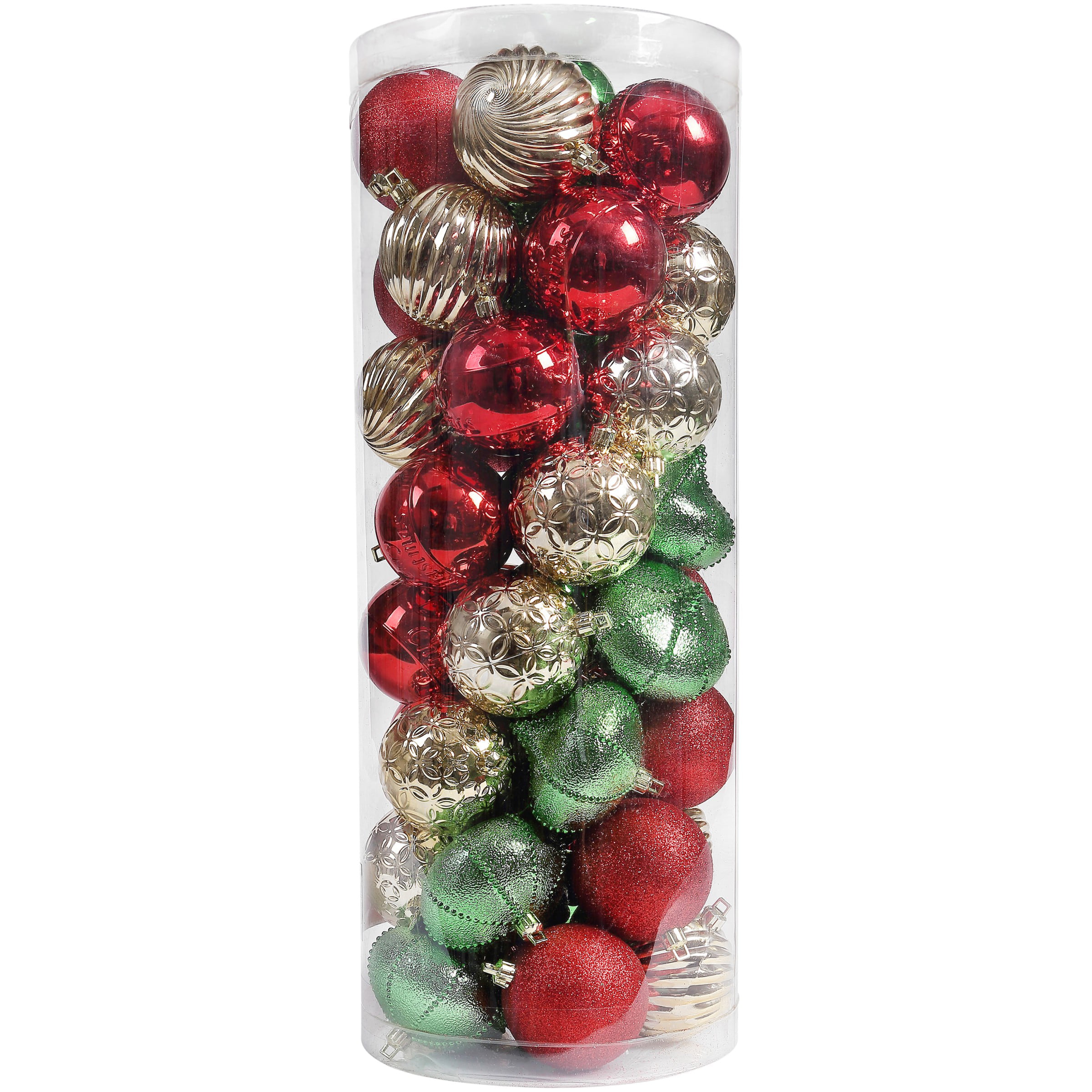Details about   Set 4 Christmas Holiday Shatterproof Textured Ornaments Red Green Gold & White 