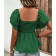 thumbnail image 5 of Timegard Tops for Women Trendy Ruffle Short Sleeve Square Neck Ruched Loose Summer Beach Casual Tee Shirts, 5 of 6