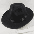 thumbnail image 2 of Fedora Hats for Men Wide Brim Panama Hat with Classic Belt,One Size, 2 of 3
