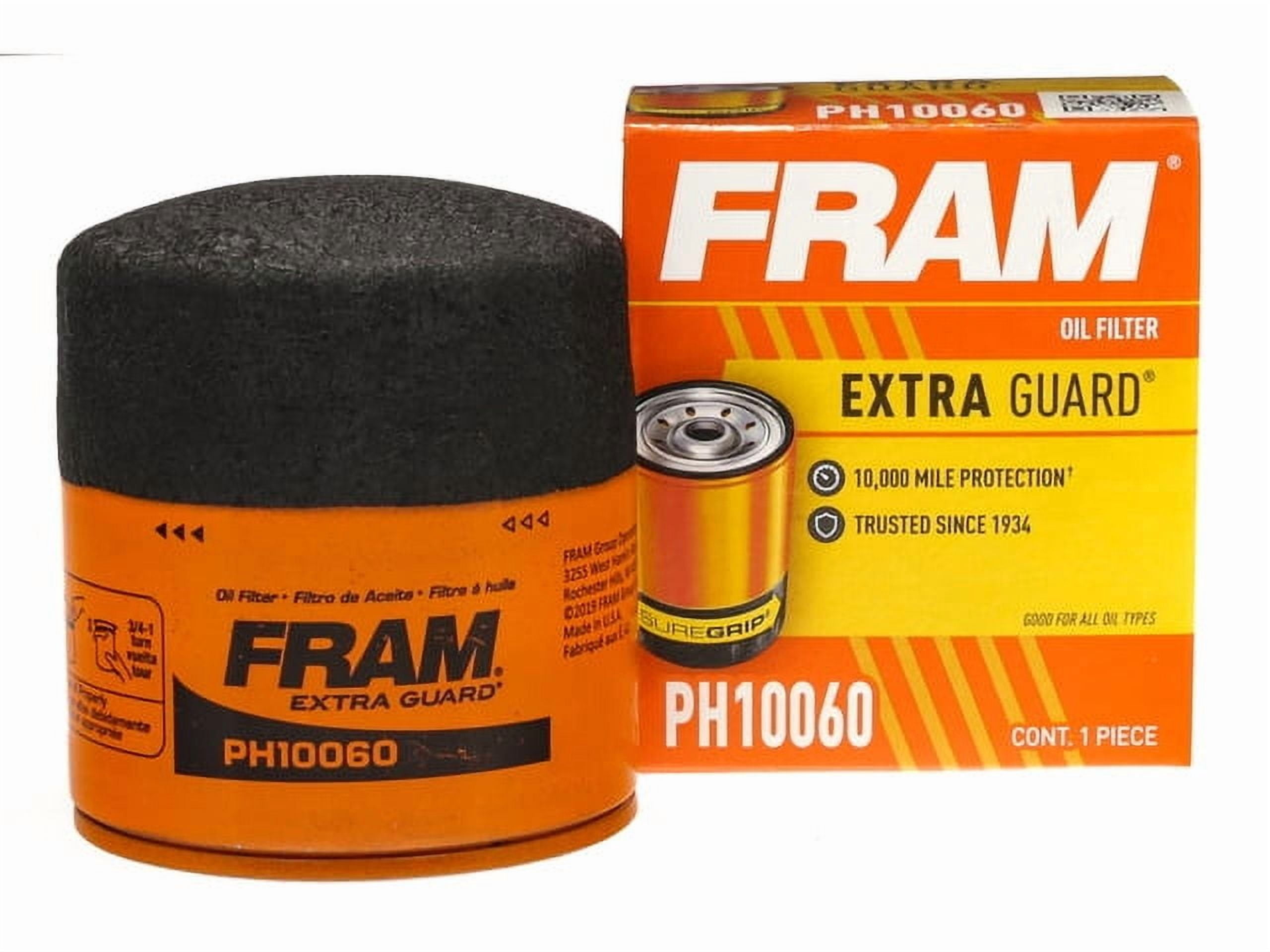 (2 pack) FRAM Extra Guard Oil Filter, PH10060, 10K Miles, Replacement Oil Filter Fits Select Vehicles