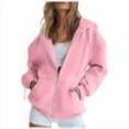 thumbnail image 2 of shqvo Womens Zip Up Hoodies Basic Plain Oversized Sweatshirts Fall Fashion Hoodie with Pockets Casual Hooded Jackets Long Sleeve Sweater Shirt Fall Brown Trendy Clothes for Women, 2 of 5