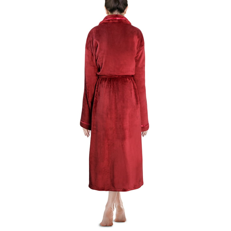 PAVILIA Plush Robe For Women | Buffalo Plaid Red Black Fluffy Soft Bathrobe  | Luxurious Fuzzy Warm Spa Robe, Cozy Fleece Long Robe | 2XL/3XL