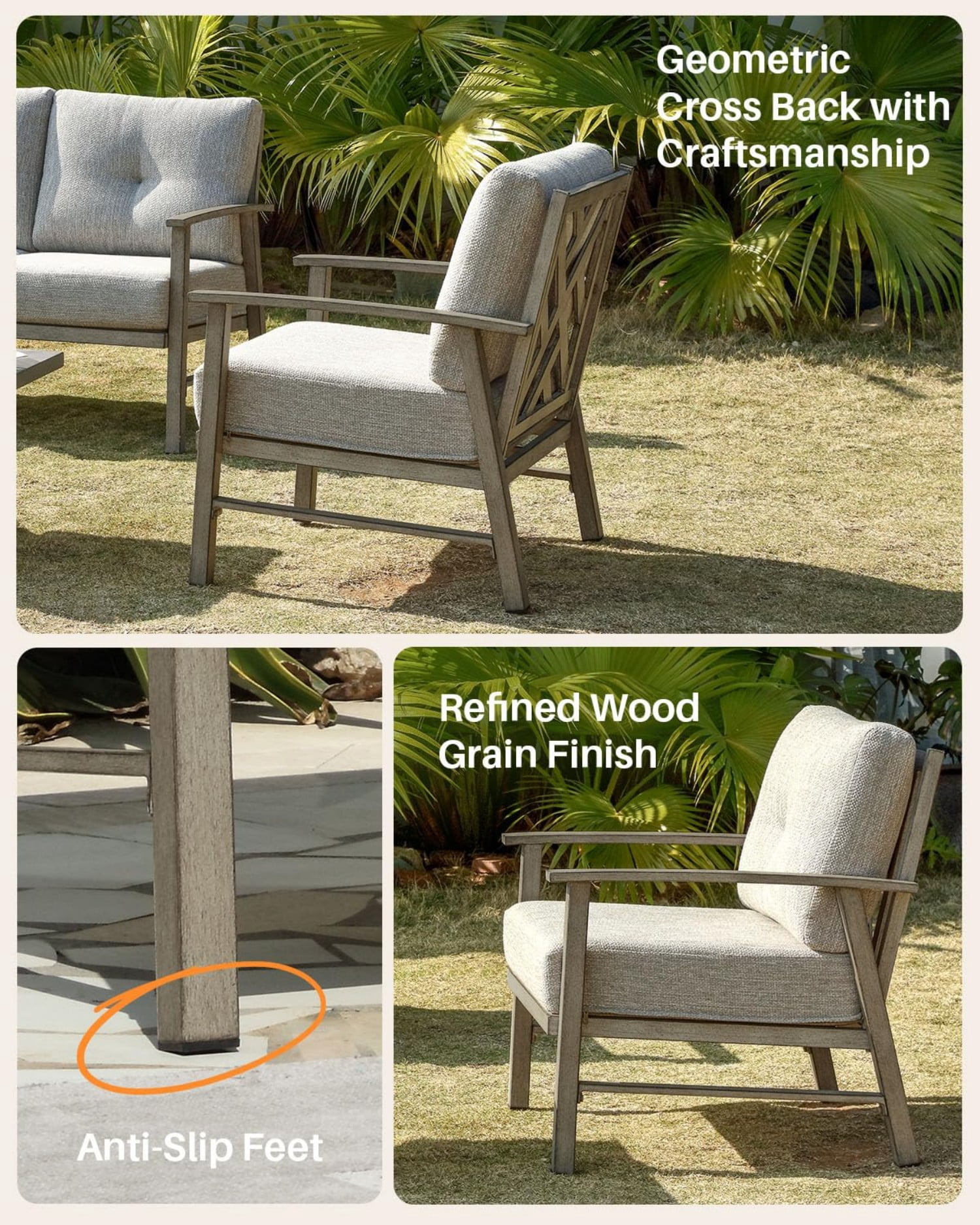 Outdoor Patio Chairs Set of 2, Aluminum Outdoor Armchairs with 5.9" Thick Cushions, All Weather Patio Conversation Chairs, Modern Outdoor Furniture for Garden, Backyard, Poolside, Porch, Dark Gray