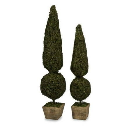 Wildon Home Two Piece Mossy Sphere Topiary Set in Green