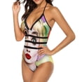 thumbnail image 2 of Harley Quinn Birds Of Prey Women's Swimwear Strap One Piece Backless Tummy Control V Neck Swimsuit Summer Beach Vacation Bathing Suit, 2 of 7