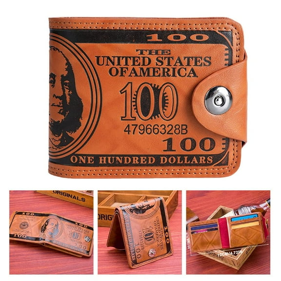 Men Us Dollar Bill Wallet Billfold Leather Credit Card Photo Holder