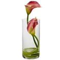 thumbnail image 2 of Nearly Natural Double Calla Lily Artificial Arrangement with Cylinder (Set of 2), Pink, 2 of 2
