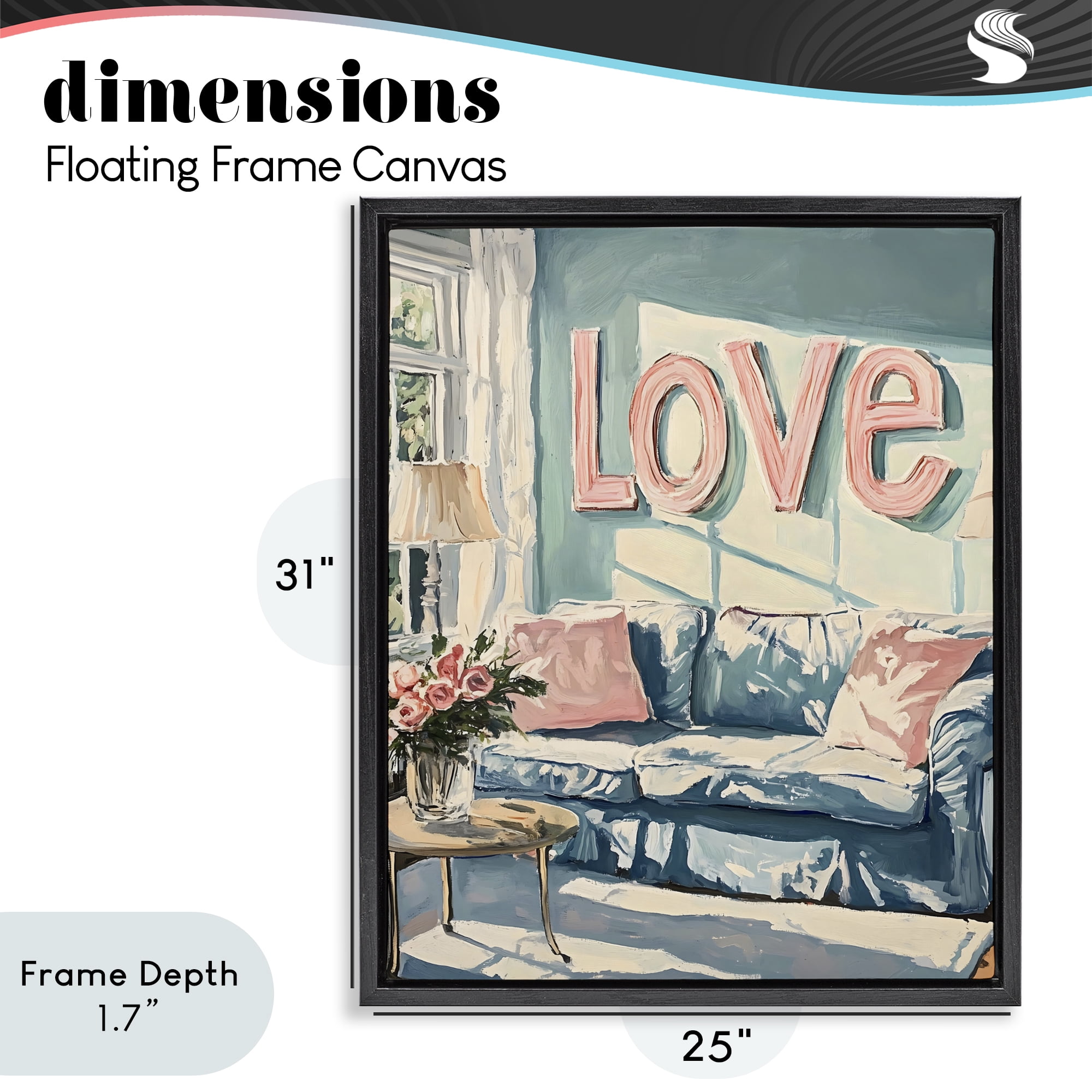 Stupell Industries Love Letters Above Cozy Couch Black Framed Floater Canvas Wall Art, design by The Prints Vibe