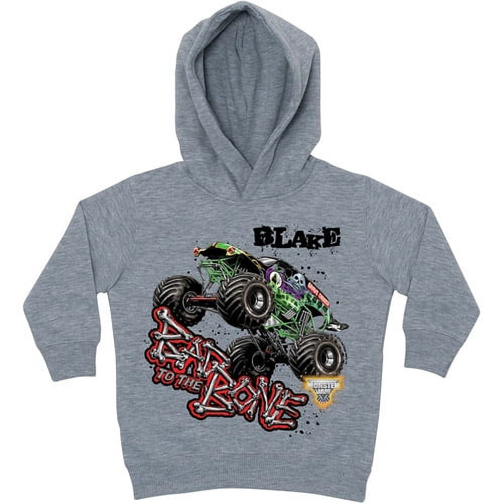 Personalized Monster Jam Bad to the Bone Grey Toddler Boys' Hoodie