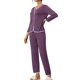thumbnail image 4 of Conjuntos de lounge para mujeres INSPIRE CHIC, camisetas de manga larga con pantalones, conjuntos de pijama XL en gris y púrpura, 4 of 6