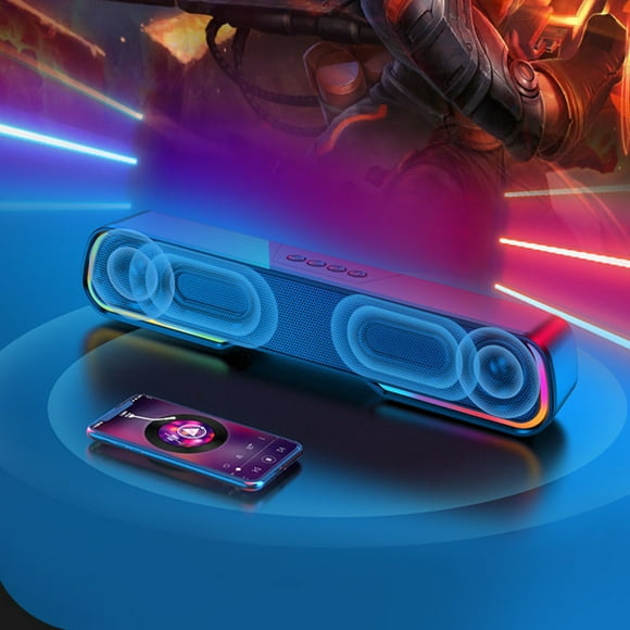 TopLLC Desktop Long RGB Cool Lights Light Up Bluetooth Sound HIFI Sound Quality High Power Subwoofer on Clearance