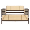 thumbnail image 5 of Aukfa Full Size Platform Bed with 2 Nightstands, 3 Pieces Rattan Bedroom Sets, Walnut, 5 of 8