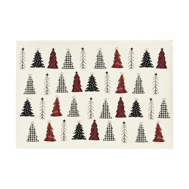Cheapark Gift 12x18 Inch Winter Christmas Tree Placemats - Holiday Table Decor, Perfect for Party, Kitchen & Dining Room
