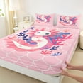 thumbnail image 3 of jejeloiu Cute Axolotl Bed Sheets,Cartoon Mermaid Print King Sheets For Girls Teens 4pcs, 3 of 7