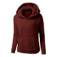 thumbnail image 6 of Homenesgenics Winter Clothes for Women Plus Size Women Solid Color Teddy Bear Coat Long Sleeved Casual Hooded Fleece Jackets Black*Friday/Cyber*Monday Red S, 6 of 9