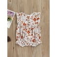 thumbnail image 2 of Chollius Newborn Infant Baby Girl Summer Romper Flower Print Crew Neck Ruffle Sleeveless Button Jumpsuit, 2 of 7