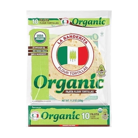 La Banderita Organic Flour | 6" Tortillas | 10 Count | 4 Pack | 11.29 oz